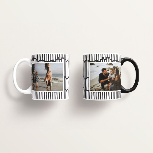 Modern minimal graphic 2 photo black and white coffee mug