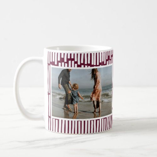 Modern minimal graphic 2 photo burgundy and white coffee mug