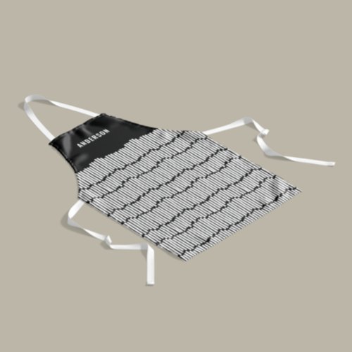 Modern minimal graphic black and white elegant apron