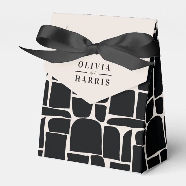 Modern minimal graphic black & white unique favor boxes (Front Side)