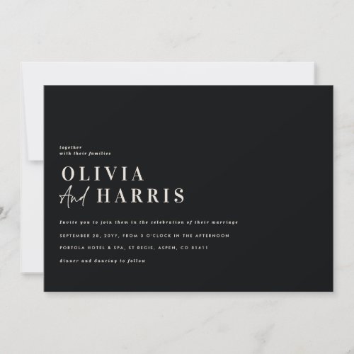 Modern minimal graphic black  white unique invitation