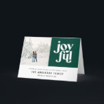 Modern minimal graphic Christmas typography photo Holiday Card<br><div class="desc">Modern geometric joyful typography photo christmas holiday folded card. Modern,  minimal graphic design,  colors can be customized. Part of a holiday collection.</div>