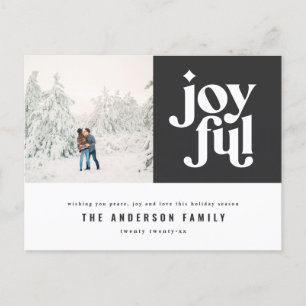 Modern minimal graphic Christmas typography photo Holiday Postcard