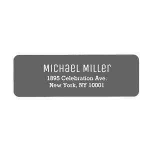 Modern Minimal Gray and White Return Address Label