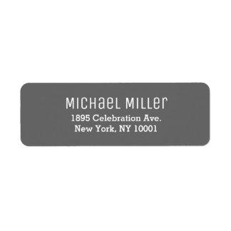 Modern Minimal Gray and White Return Address Label