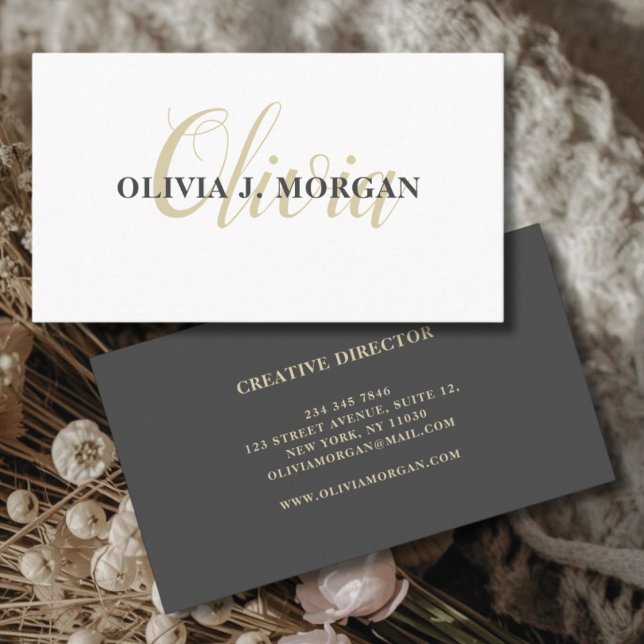 Modern minimal gray and white website professional business card (Creator Uploaded)