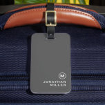 Modern Minimal Gray Monogram Luggage Tag<br><div class="desc">Modern luggage tag design features a simple gray monogram medallion with your monogram initial and name in classic black typography for a simple stylish professional look.</div>