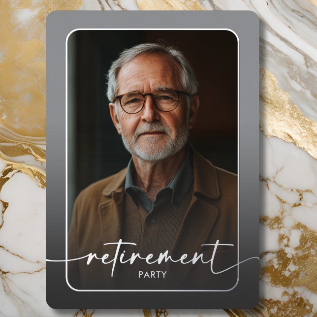 Modern Minimal Gray Photo Retirement Party Foil Invitation (Modern Minimal Gray Photo Retirement Party Foil Invitation)