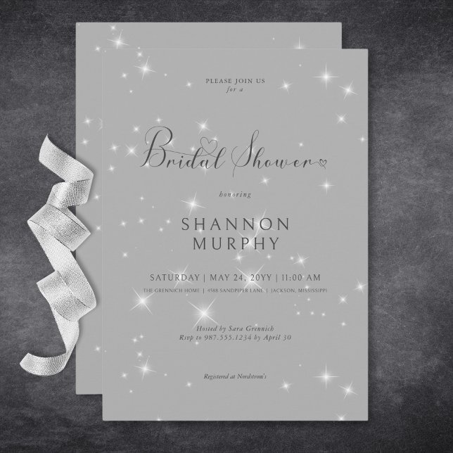 Modern Minimal Gray Sparkle Bridal Shower Invitation (Modern Minimal Gray Sparkle Bridal Shower Invitation)