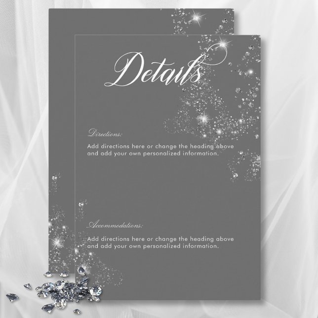 Modern Minimal Gray & White Glam Diamonds Details Enclosure Card (Modern Minimal Gray & White Glam Diamonds Details Enclosure Card)
