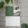 Modern minimal green 2 photo family elegant calendar