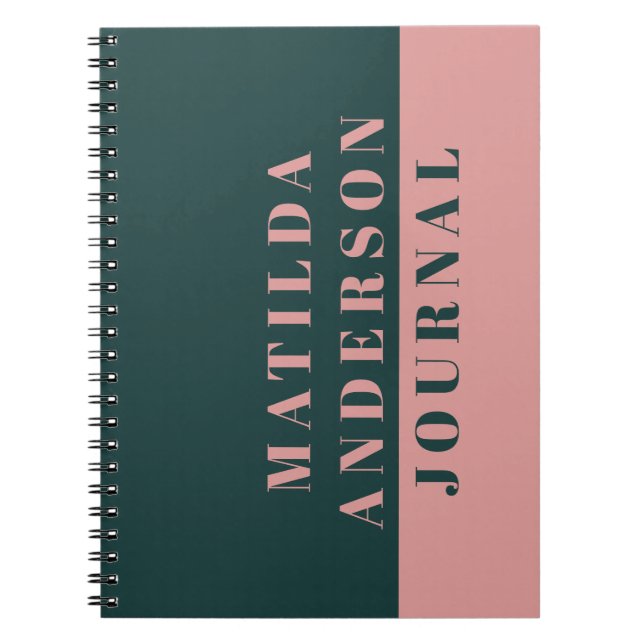 Modern minimal green and pink typography journal (Front)