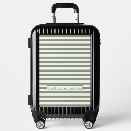  Modern Minimal Green and White Striped Luggage