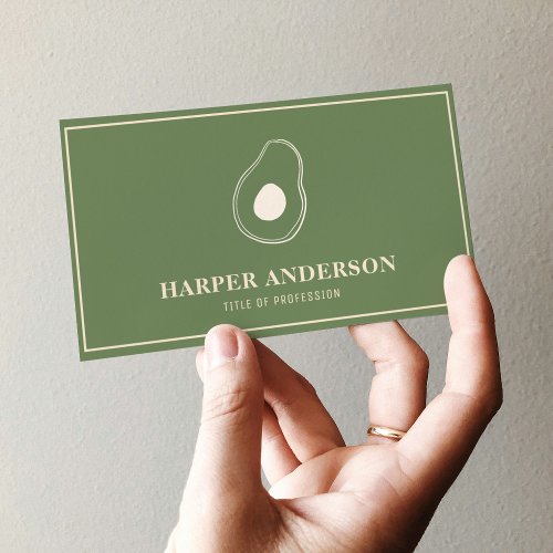 Modern Minimal Green Avocado Professional Business Business Card
