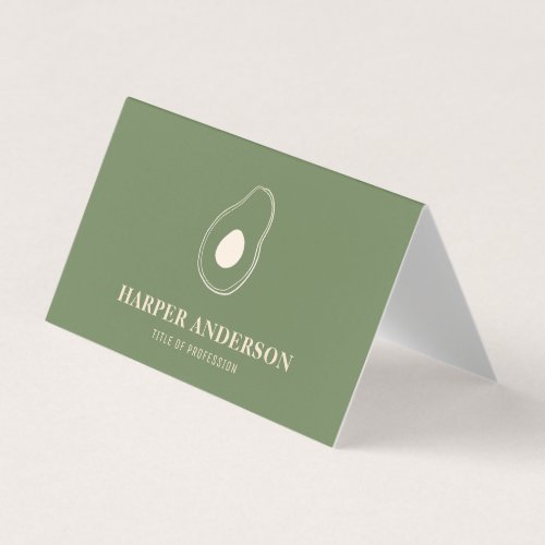 Modern Minimal Green Avocado Professional Business Card