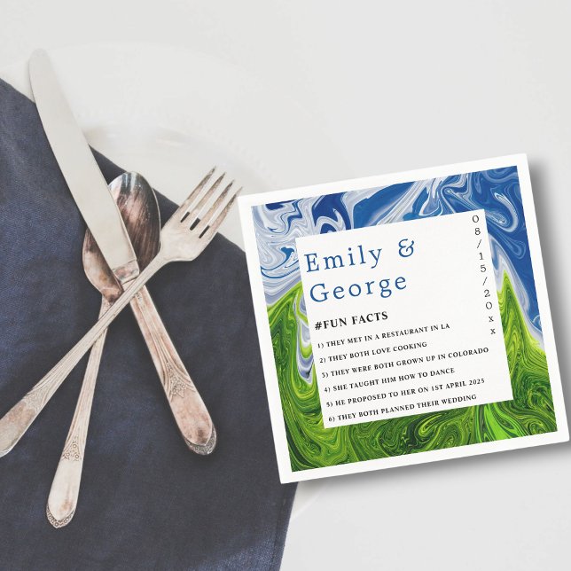 Modern Minimal Green Blue Nature Abstract Wedding Napkins (Creator Uploaded)
