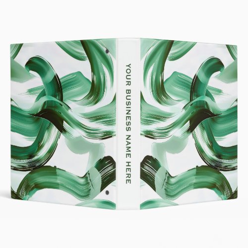 Modern Minimal Green Brush Strokes Abstract 3 Ring Binder