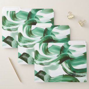Modern Minimal Green Brush Strokes Abstract File Folder