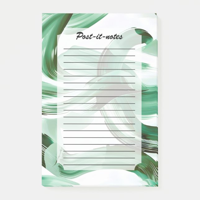 Modern Minimal Green Brush Strokes Abstract Post-it Notes (Front)