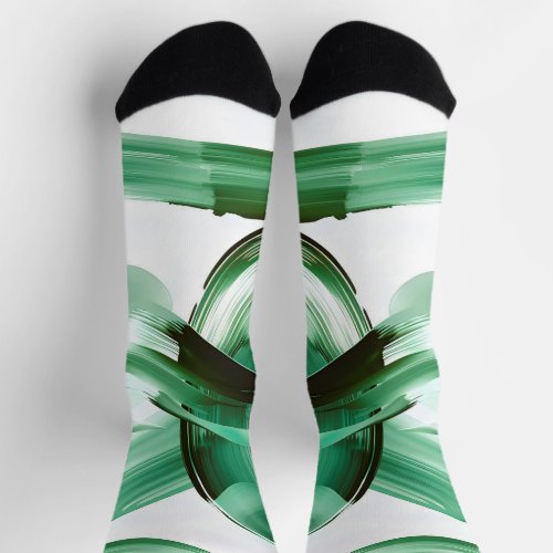Modern Minimal Green Brush Strokes Abstract Socks