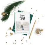 Modern minimal green Christmas typography 1 photo Holiday Card<br><div class="desc">Modern minimal joyful Christmas photo holiday card. Beautiful bold graphic typography design. Part of a collection.</div>