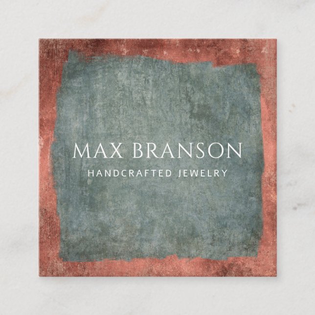 Modern Minimal Green Copper Jewelry Designer  Square Business Card (Front)