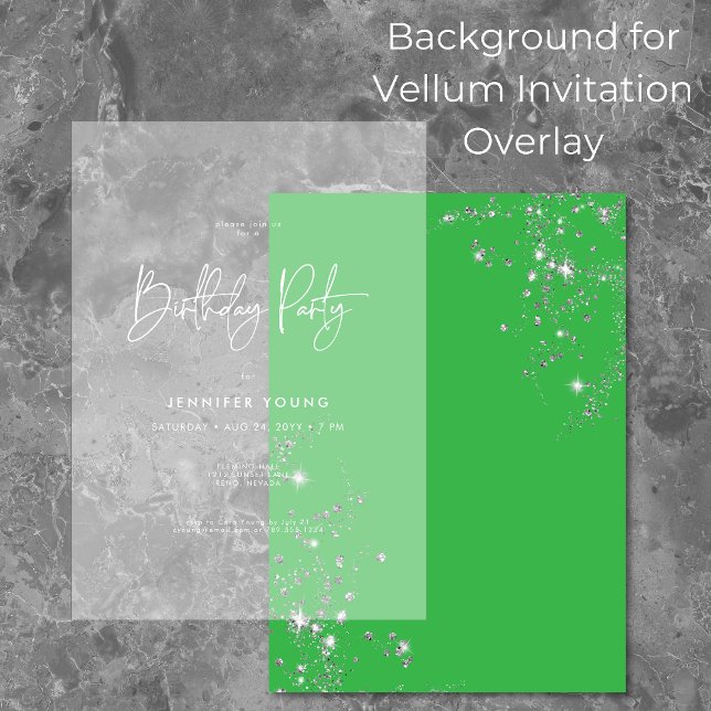 Modern Minimal Green Diamonds Birthday Background Invitation (Creator Uploaded)