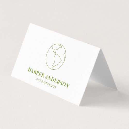 Modern Minimal Green Earth Eco Professional  Business Card