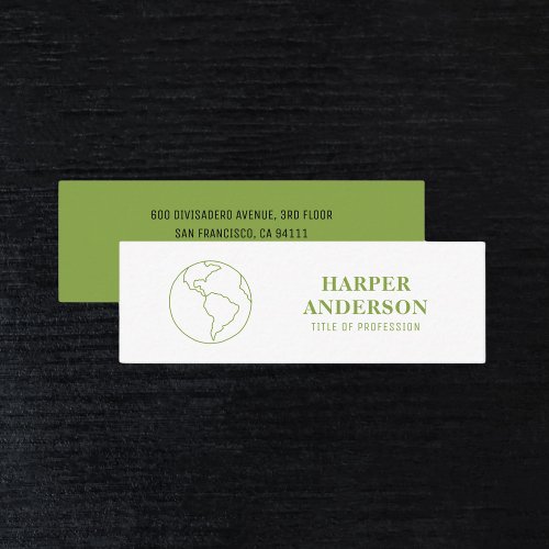 Modern Minimal Green Earth Eco Professional  Mini Business Card