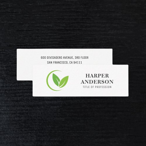 Modern Minimal Green Eco Professional Mini Business Card