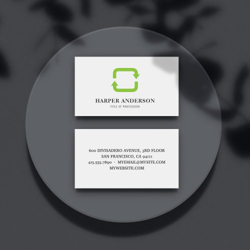 Modern Minimal Green Eco Recycle Professional Business Card