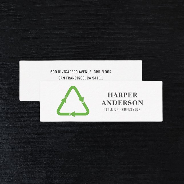 Modern Minimal Green Eco Recycle Professional Mini Business Card (Creator Uploaded)