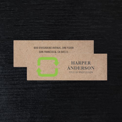 Modern Minimal Green Eco Recycle Professional Mini Business Card