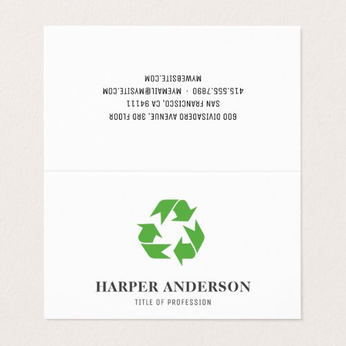 Modern Minimal Green Eco Recycling Professional Business Card