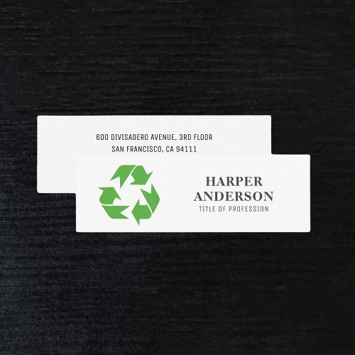 Modern Minimal Green Eco Recycling Professional Mini Business Card