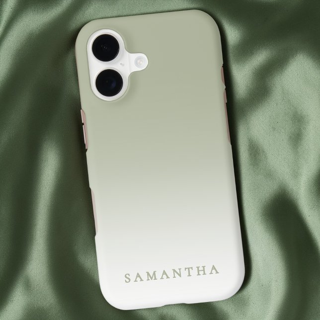 Modern Minimal Green Gradient Personalized Name Case-Mate iPhone Case (Modern Minimal Green Gradient Personalized Name Case-Mate iPhone Case)