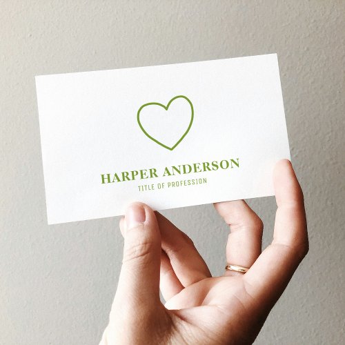 Modern Minimal Green Heart Eco Professional Business Card