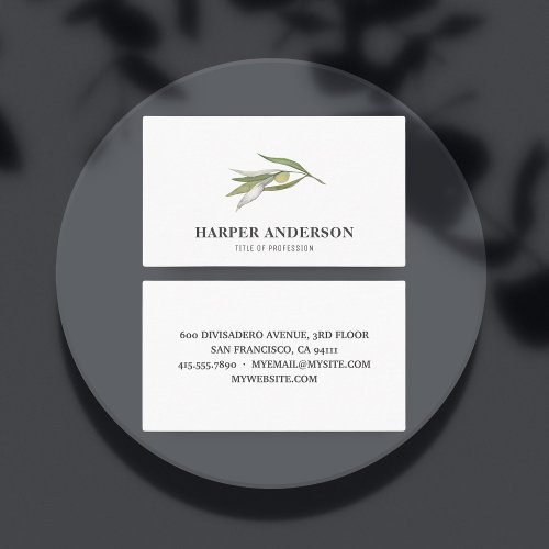 Modern Minimal Green Olive Tree Professional Busin Business Card