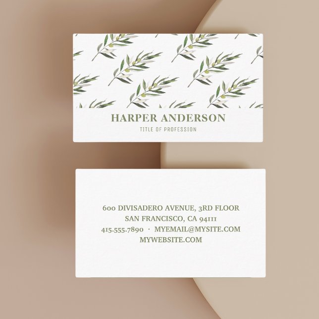 Modern Minimal Green Olive Tree Professional Busin Business Card (Creator Uploaded)