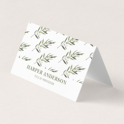 Modern Minimal Green Olive Tree Professional Busin Business Card