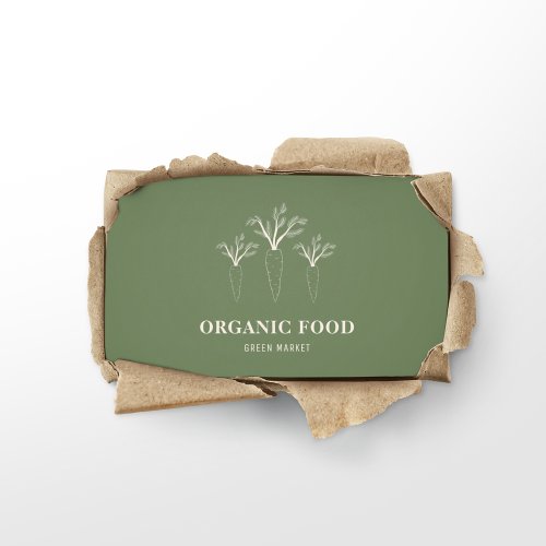 Modern Minimal Green Organic Food Business Card