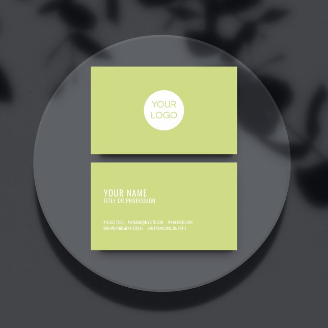 Modern Minimal Green Professiona With Logo Business Card (Creator Uploaded)