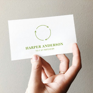 Modern Minimal Green Recycling Logo   Eco-Friendly Business Card