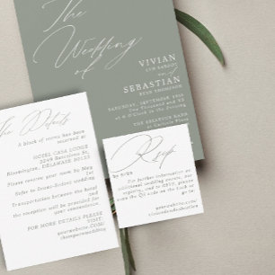 Modern Minimal Green Sage RSVP QR Code Card