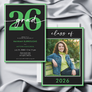 Modern Minimal Green Script Graduation Party Invitation