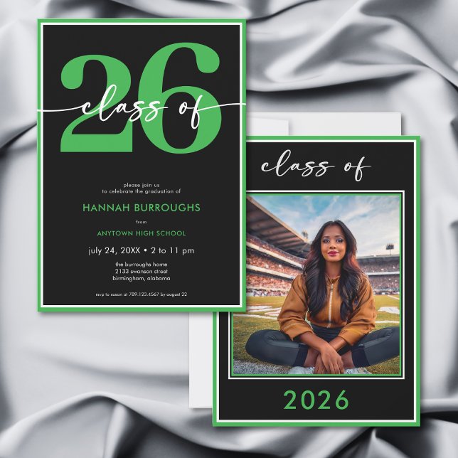 Modern Minimal Green Script Graduation Party Invitation (Modern Minimal Green Script Graduation Party Invitation)