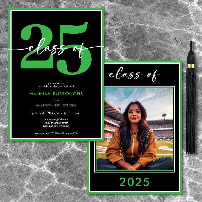 Modern Minimal Green Script Graduation Party Invitation (Modern Minimal Green Script Graduation Party Invitation)