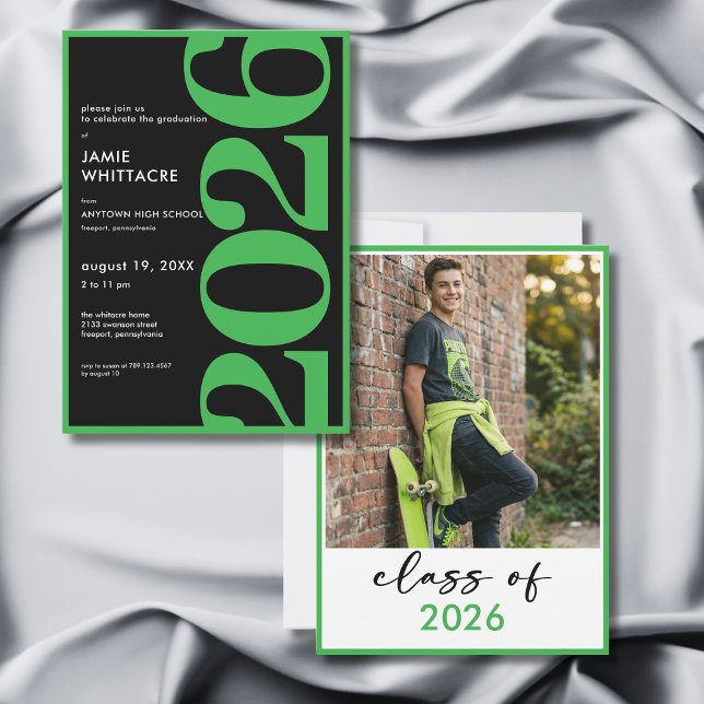 Modern Minimal Green Typography Graduation Party Invitation (Modern Minimal Green Typography Graduation Party Invitation)