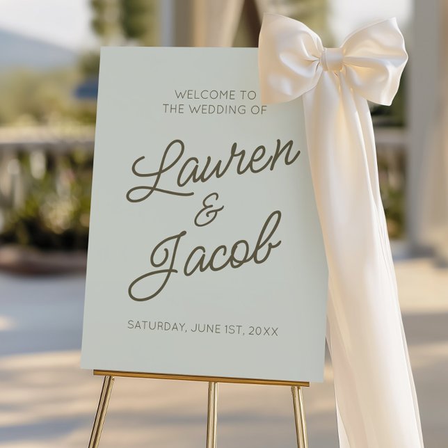 Modern Minimal Green Wedding Welcome Sign (Creator Uploaded)