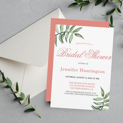 Modern Minimal Greenery Bridal Shower Invitation